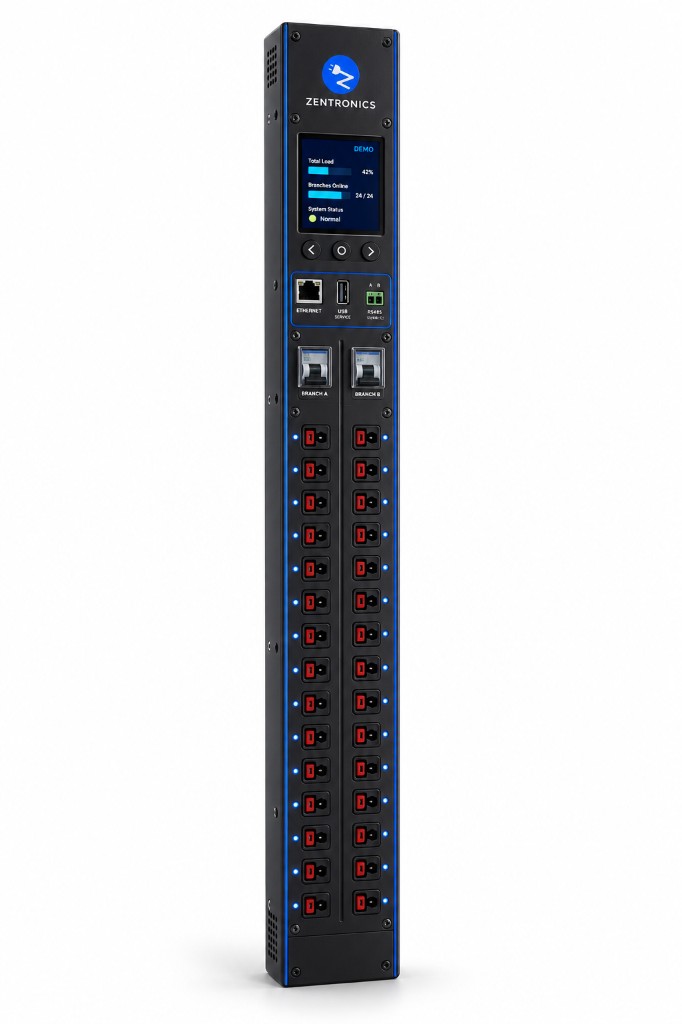 0U vertical DC PDU with dual-branch protection and colour display